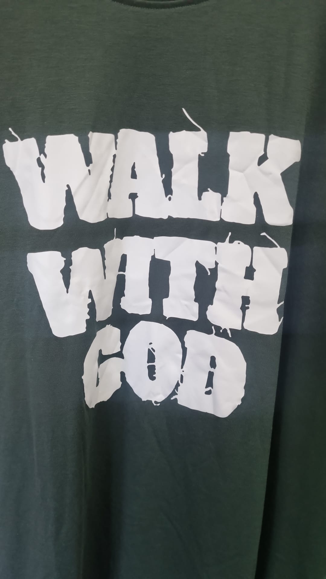 Donker groen loop met God 3 sterren - tee
