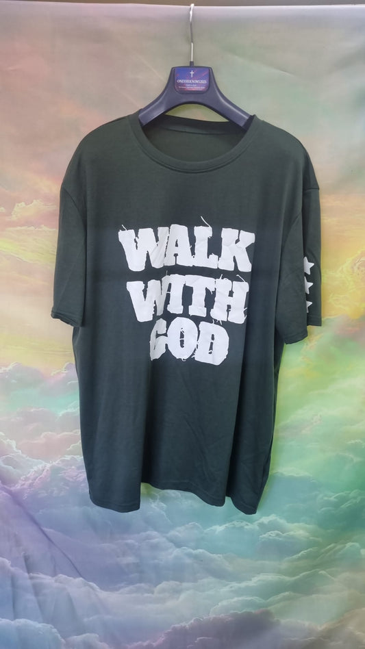 Donker groen loop met God 3 sterren - tee