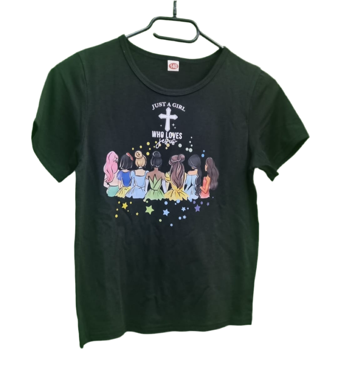 “Just a Girl Who Loves Jesus” Kinder T-shirt – Zwart | Unity & Faith Design