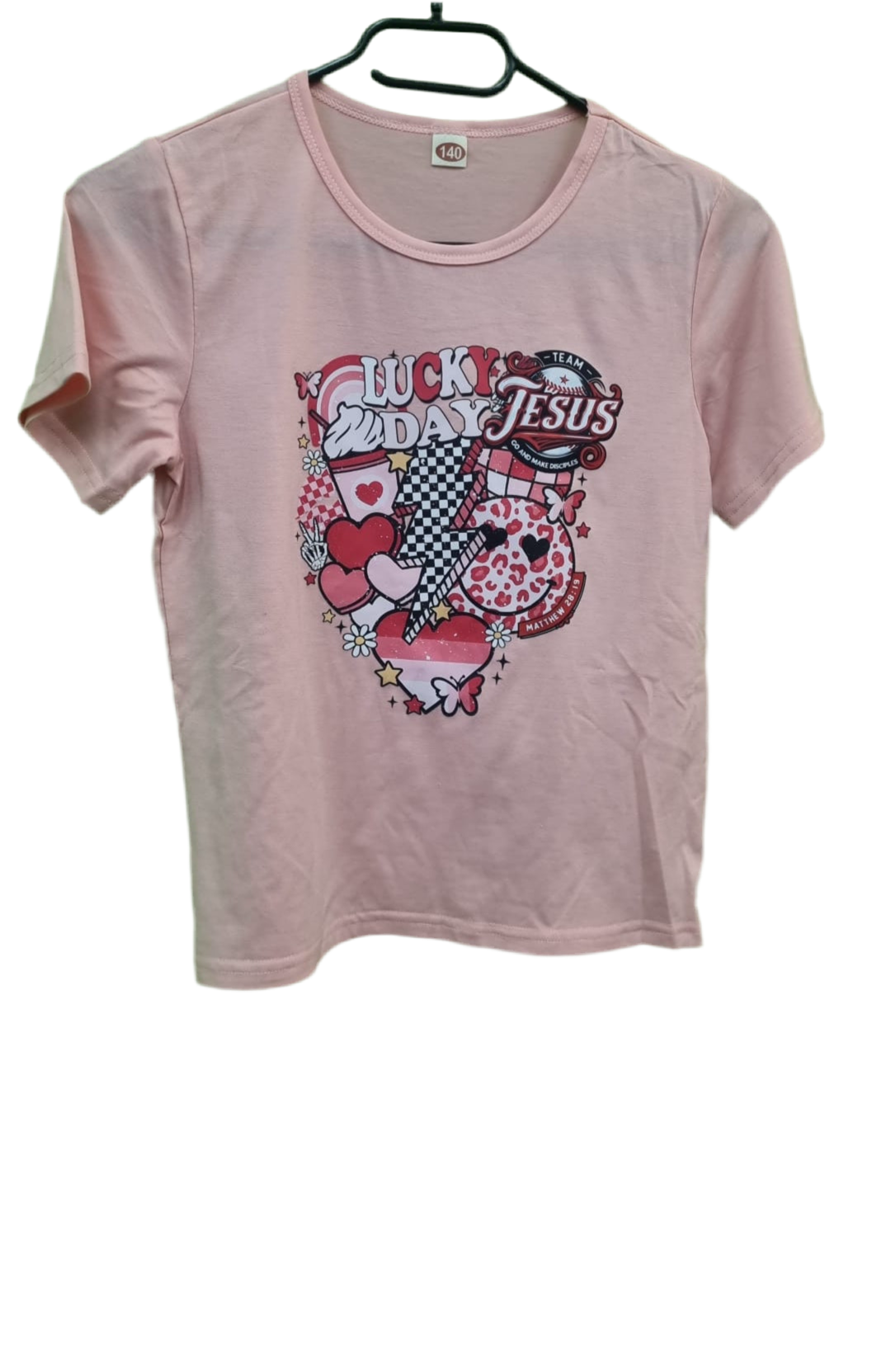 “I Look Good with Jesus” Kinder T-shirt – Roze | Bold Faithwear Edition