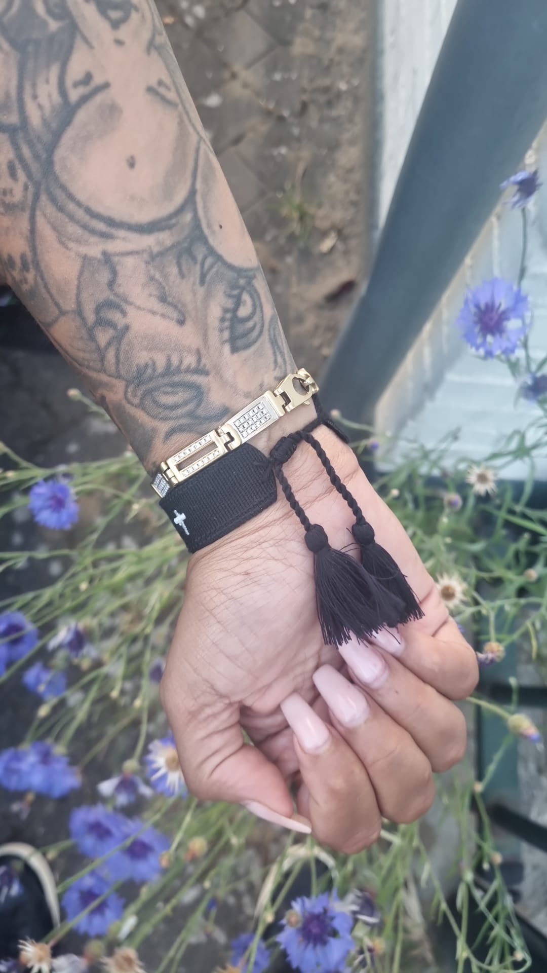 Armband unisex kruis leer & metaal