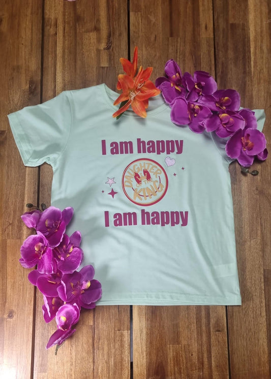 “I Am Happy – I Am Blessed” T-shirt | Kids Faithwear Mintgroen