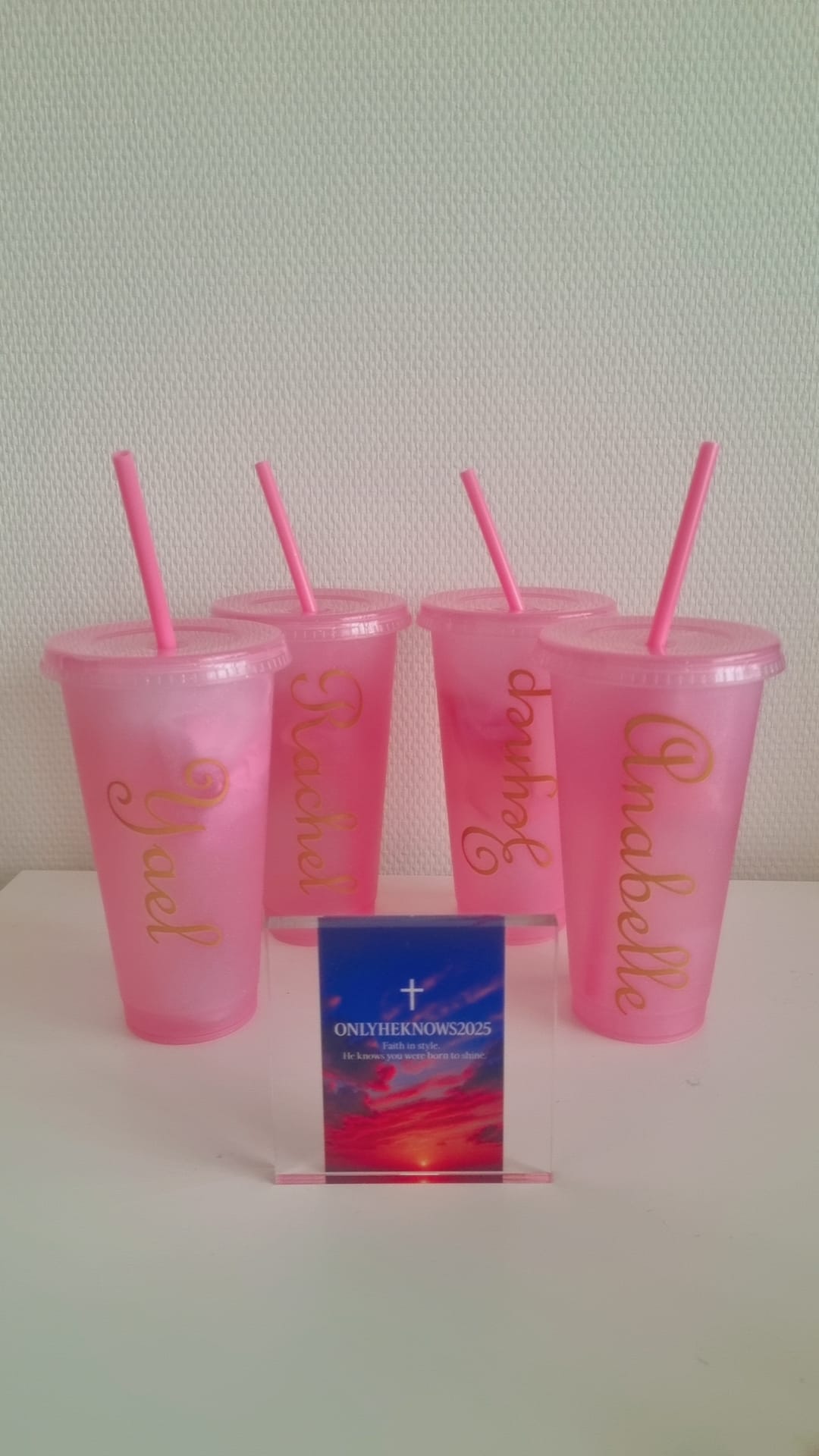 850 ML Custom Beker met Rietje - Personaliseerbare Drinkbeker Roze/Zwart