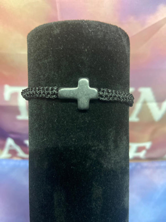 StoneFaith – Gevlochten Armband met Natuurstenen Kruis