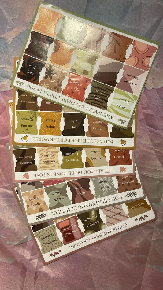 Bijbeltabs - Luxe Set in diverse kleuren op een stijlvolle achtergrond, perfect voor het organiseren van je Bijbel.
