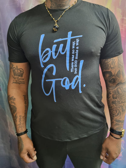 “But God.” Heren T-shirt – Statement Tee met geloofskracht (Zwart/Blauw)