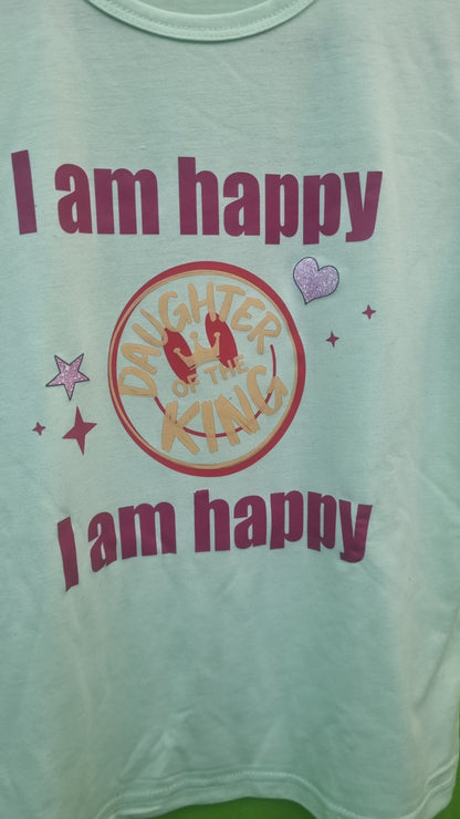 “I Am Happy – I Am Blessed” T-shirt | Kids Faithwear Mintgroen