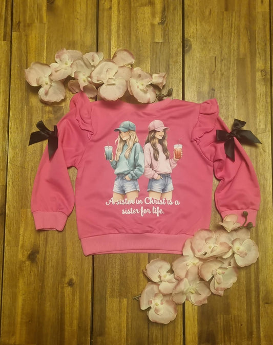 Pink maat 110 ASICIASFL Zwarte strikjes en leuk pof mouwtje