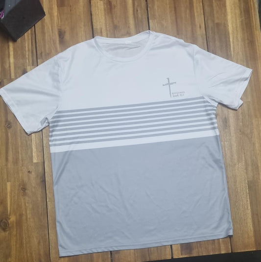 Maat xxl luchtig t shirt grijs streep/kruis