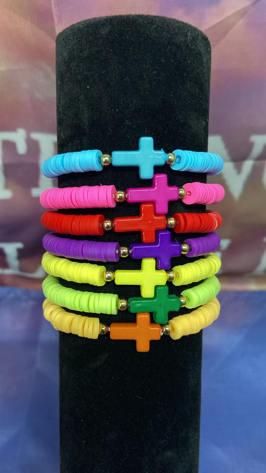 FaithPop™ Armband – Klei Kralen & Kruisje (Unisex)