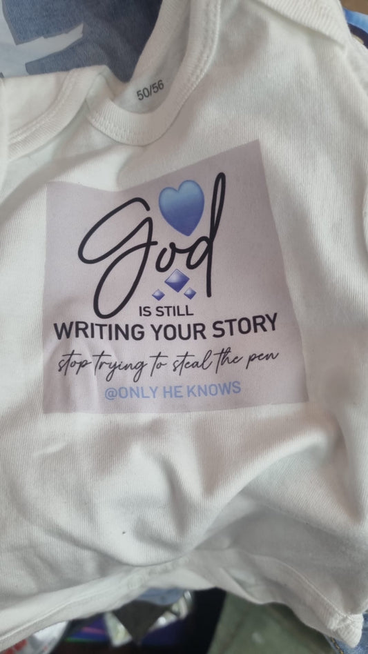 BabyBless Romper – “God Is Writing Your Story” (Maat 50/54)