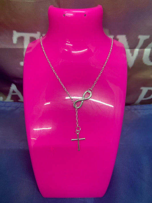 Infinity Cross Necklace – Silver 30cm Edition